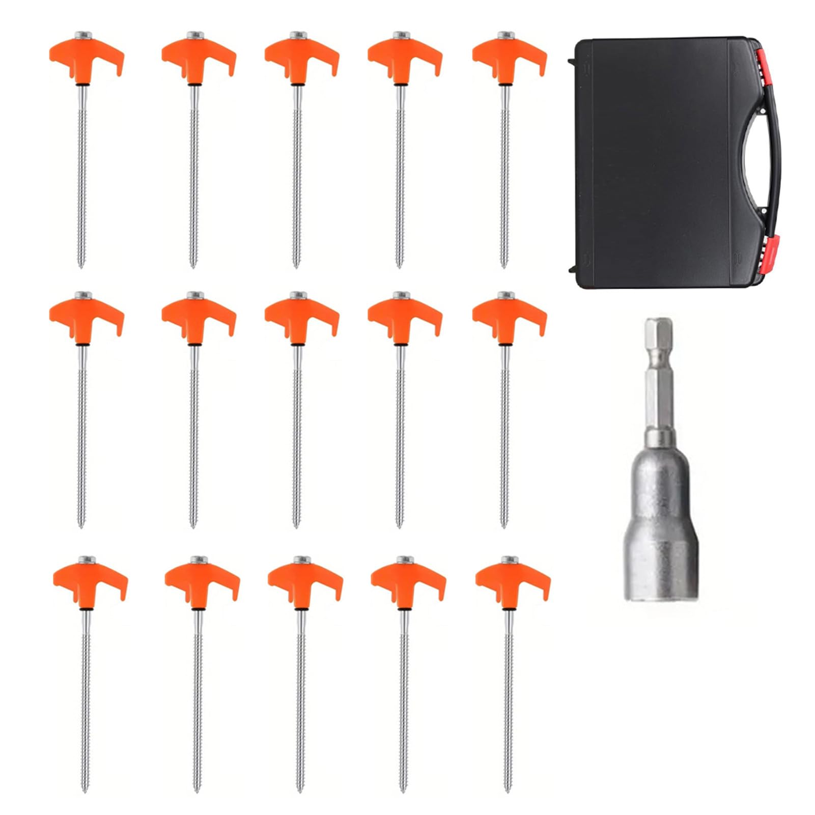 AMSLSIU Screw In Pegs Lightweight Durable Hex Drill Adaptor Glow Tent Stakes Essential For Outdoor Camping Activities Screw In Pegs Hex Drill Adaptor Glow