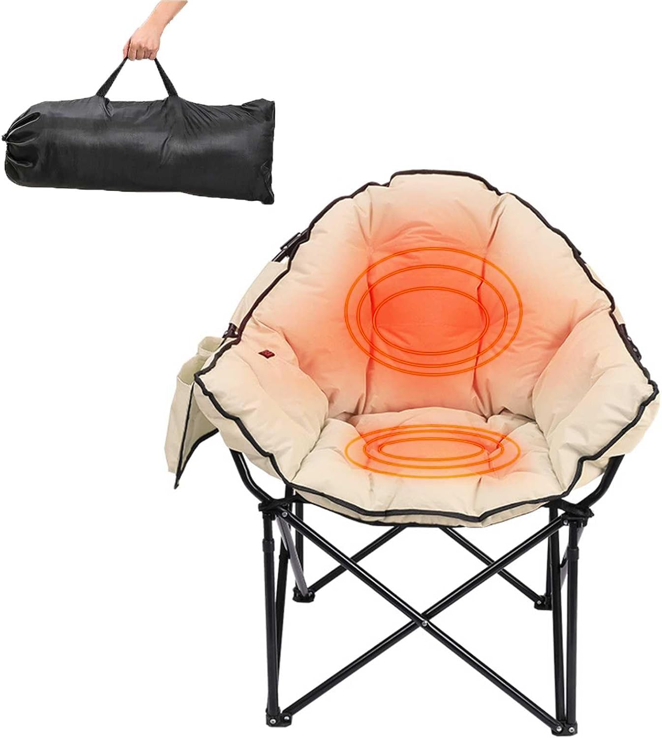 Fxwj Heated Camping Chair, Portable Chair, Padded Oversized Heated