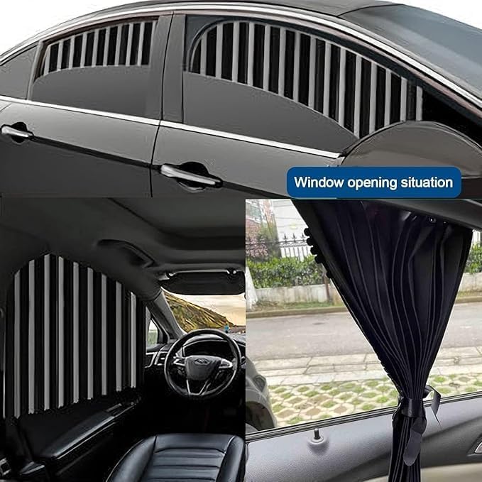 Image of TEKCOOL 4pcs Universal Fit Magnetic Car Side Window Curtains, Foldable Car Window Privacy Curtains Sunshade Side Magnet Pleated Car Window Curtain - Removable - Keeps Cooler Screen for Baby (Black)'