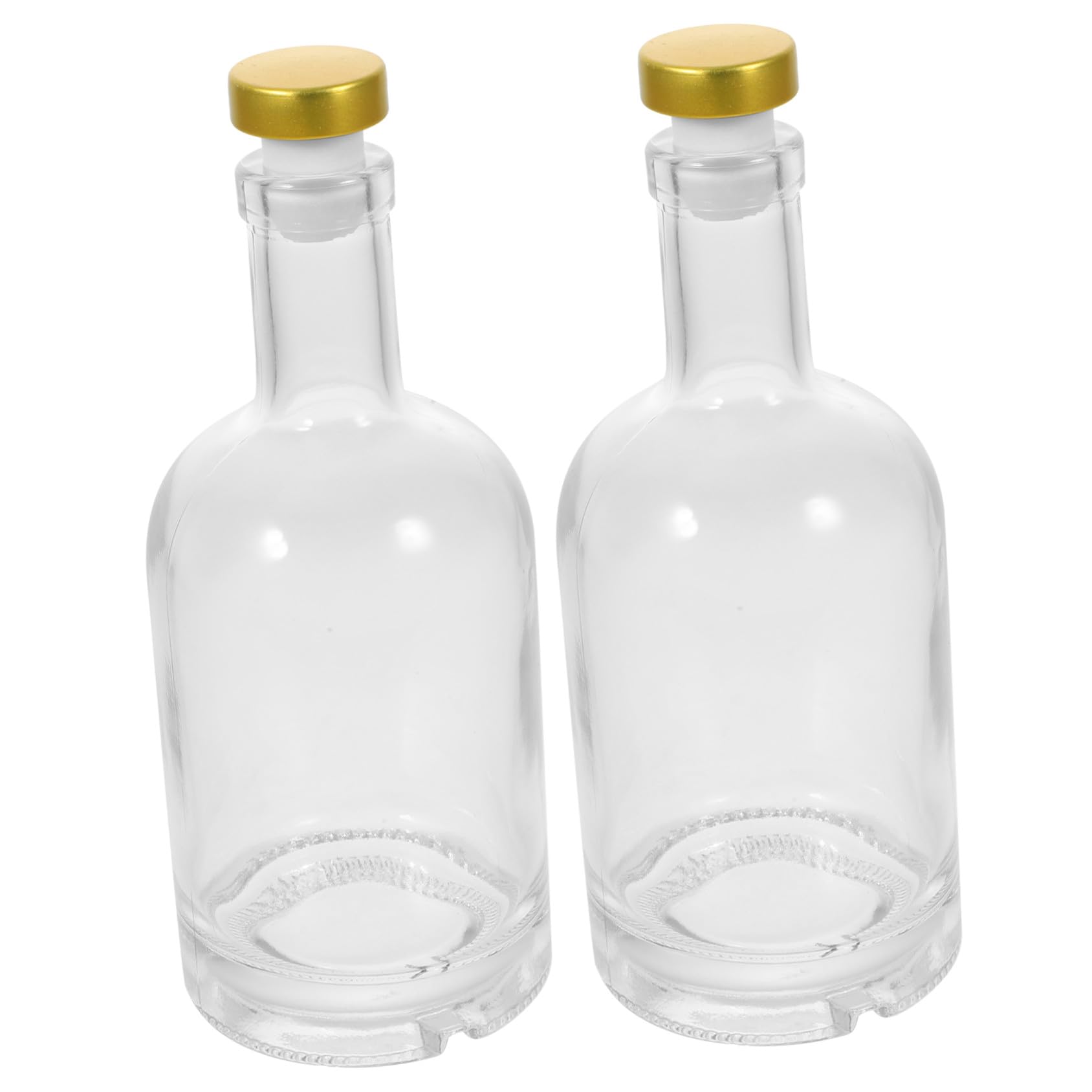 Pack Dickwandige Wodkaflaschen aus Glas 375ml mit Breiter Öffnung | 2 Stück, Verstärkter Boden mit Schraubstruktur, Fein Versiegelt, für Haus und Club Zufällige Farbe