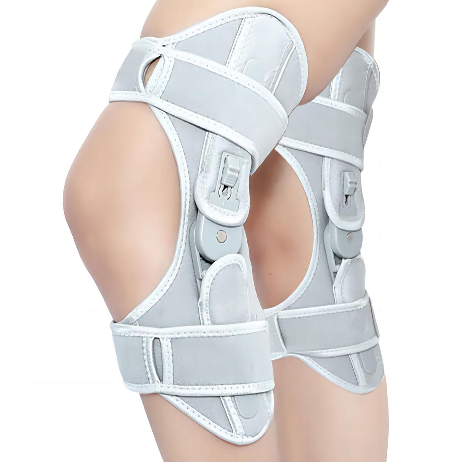 Genouillère Ajustable Bandage Support pour Genou, Genouillère de Soutien pour Marcher, Soulager Douleur Genou, Réduction Pression Genou pour Personnes Âgées, Sport, Stabilise Rotule,Gris