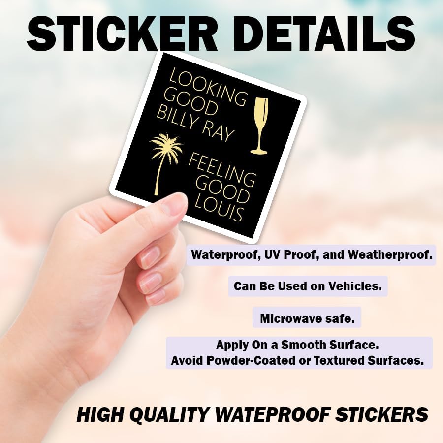 (3Pcs) Looking Good Billy Ray Feeling Good Louis Sticker Funny Quotes Vinyl Sticker, Movie Quotes, Sarcastic Quote, Waterproof Die-Cut Decal for Water Bottle, Laptop, Hard Hat 3 inches image 4