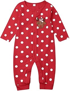 MINASAN Baby,Clothing,Baby Boys 0-24m,Bodysuits & One-Pieces,Footies MINASAN Newborn Baby Boy Girl Christmas Clothes Romper Jumpsuit Bodysuit Toddler Polka Dot Footie Pyjamas Deer Outfits
