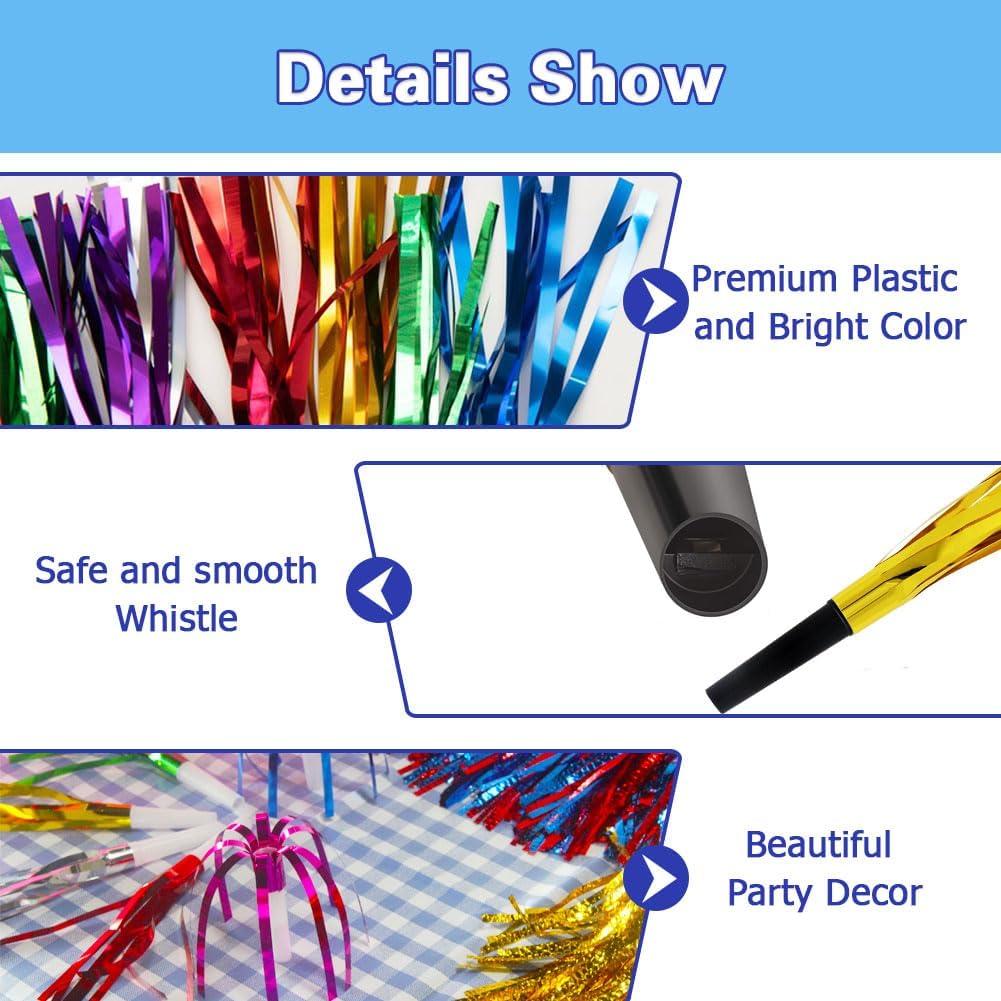 Lovecheer 24 PCS Party Blowers Colorful Fringed Glitter Noise Makers image 3