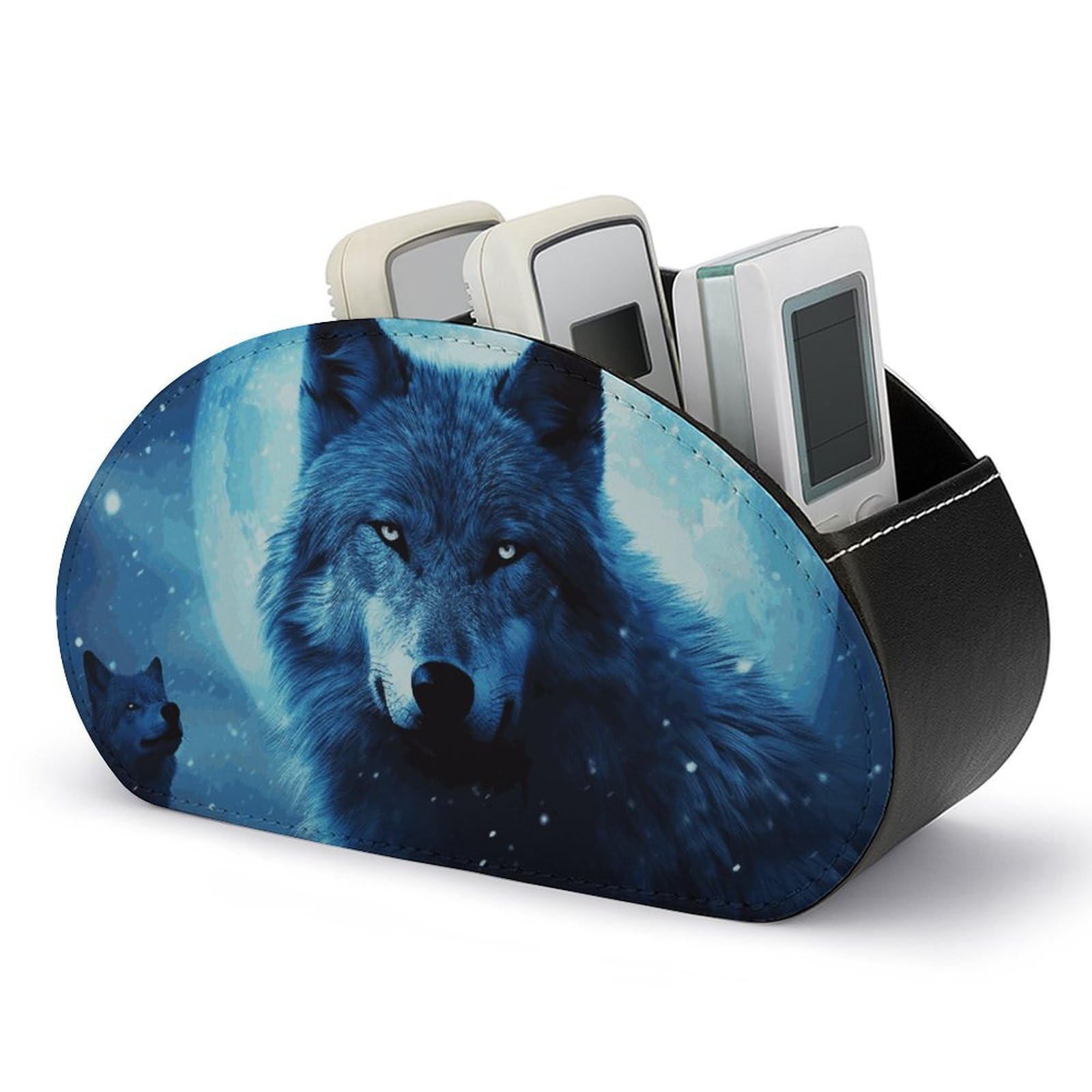 Support de télécommande Wolfs élégant en cuir PU de haute qualité à 5 fentes