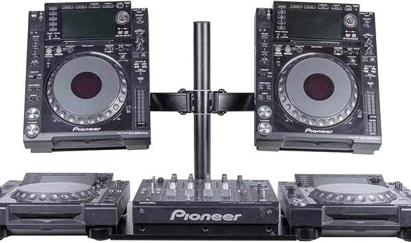 Headliner Avalon Dual CDJ Stand fits most CDJ players; Adjustable Arms Elevates CDJs above other DJ Equipment, Turntables, DJ Mixers (HL22000)