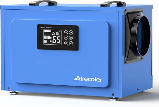 60L Commercial Dehumidifier with Pump for Crawl Spaces & Basements with Drain Hose, Industrial Grade Water Damage Restoration for up to 250 m , Auto Defrost, Memory Starting