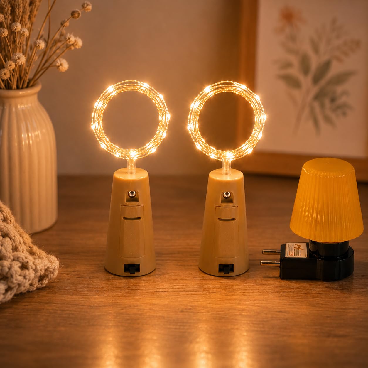 LUCRATIVE® Bottle Cork Lights Pack of 2 with Night Lamp | 20 LED Battery Operated Fairy String Lights for Glass & Wine Bottles | Warm White Copper Wire Lights for Home Decor, Wedding & Diwali-image-45