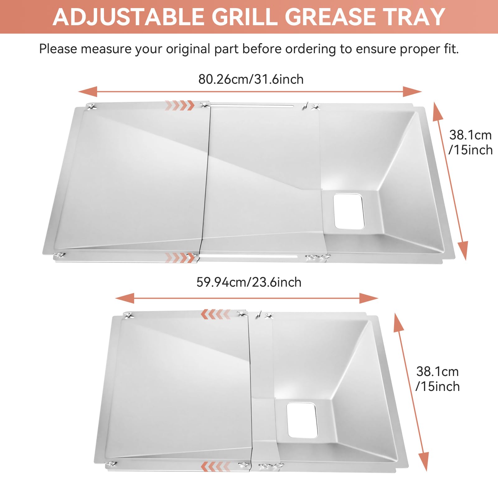 Grill Fettauffangschale für Nexgrill 720-0830H, 720-0888N, 720-0925P, 720-0896, 720-08882A, Fettauffangbehälter für Cuisinart (Universelle Fettauffangschale)