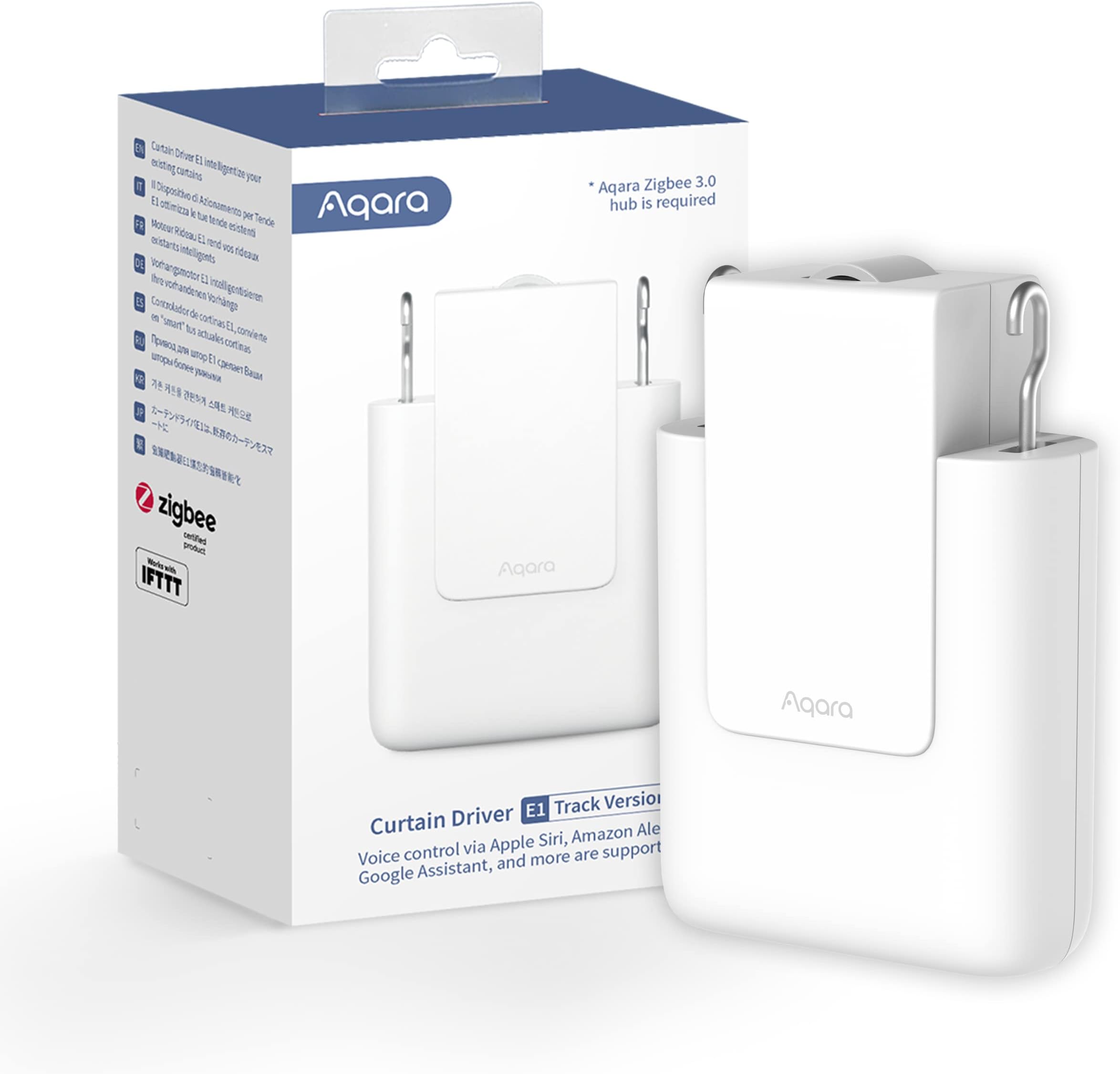 Aqara Smart Curtain Motor E1(Track Version, 1 Pack), REQUIRES AQARA Zigbee 3.0 HUB, Electric Curtain Driver for Remote Control and Home Automation, Support HomeKit, Alexa, Google Assistant and IFTTT