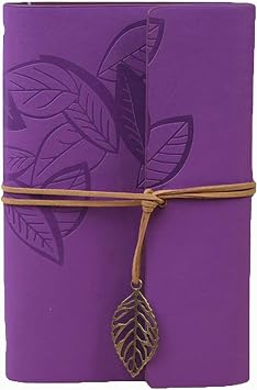 HARDCOVER JOURNAL Writing Notebook - Antique Handmade HARDCOVER Bound Daily Notepad, Vintage Leaf Series, Leaves, Purple