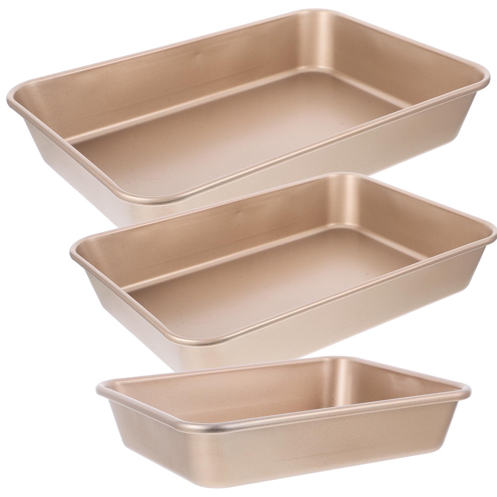 SOIMISS 3 Stück Backform aus Kohlenstoffstahl Goldene Antihaftbeschichtete Tiefe Backbleche 9/11/13 Zoll für Ofen und Toaster Geeignet für Brownies Lasagne und Aufläufe