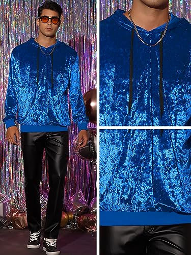 Lars Amadeus Velvet Hoodie Sweatshirt for Men's Long Sleeves Hooded Velour Sweatshirts4