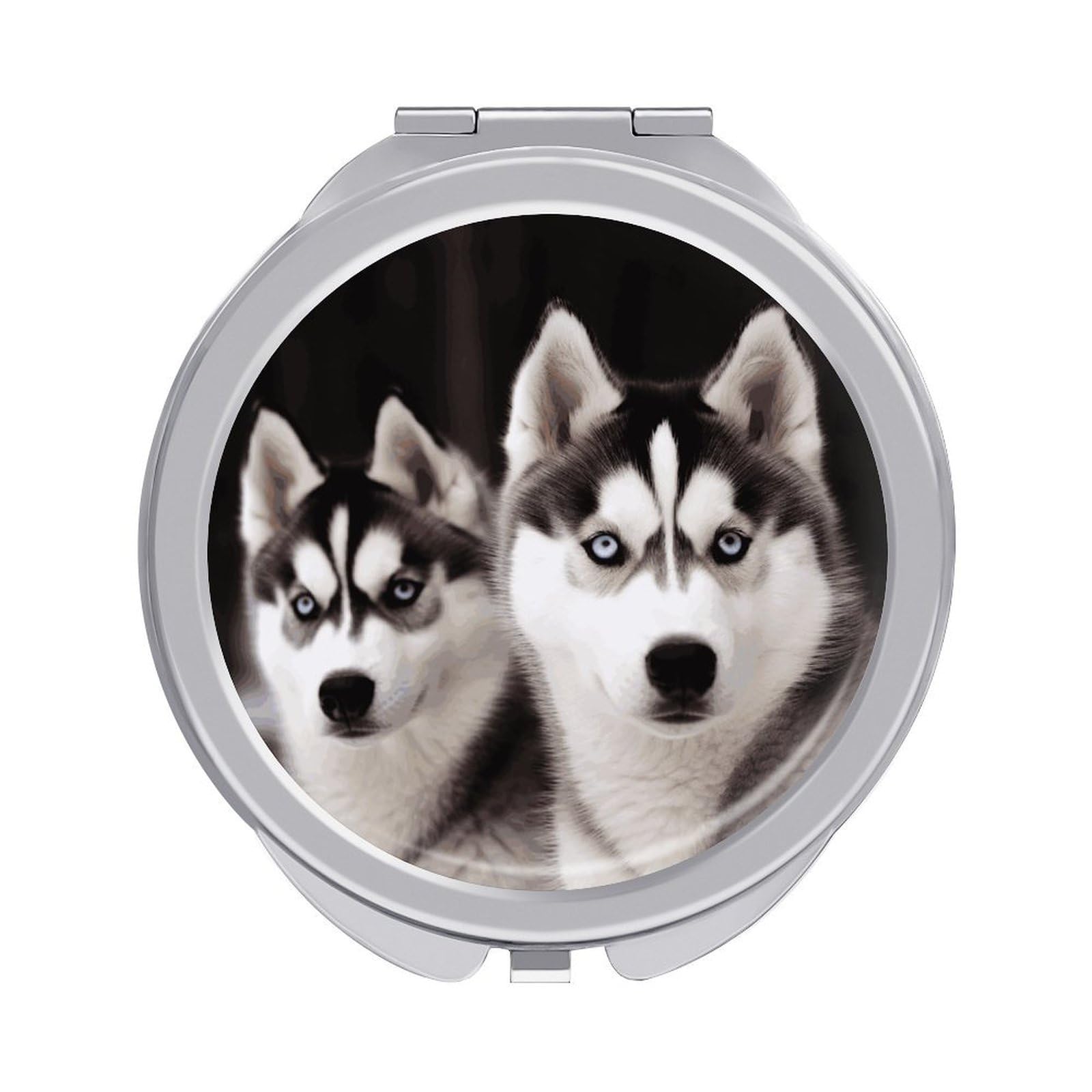 FekiLoot Husky Dog Makeup Mirror Compact Round Travel Makeup Mirror Portable Folding Handheld Pocket Mirrors for Handbag and Purses Gift Mini Mirrors