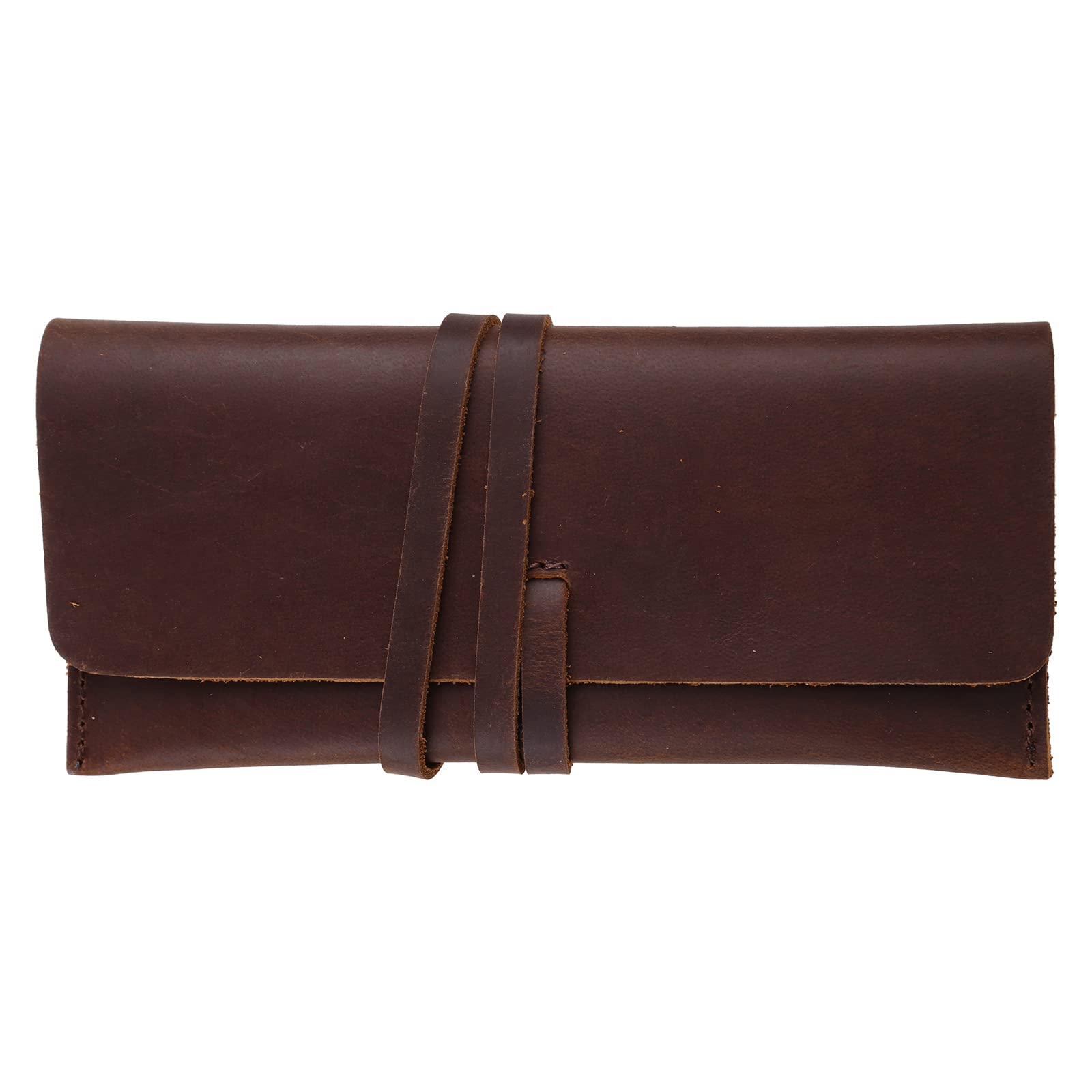 BYUTFA Pencil Case Handmade Leather Pen Bag Retro Vintage Roll Pencil for Case Pouch Statio