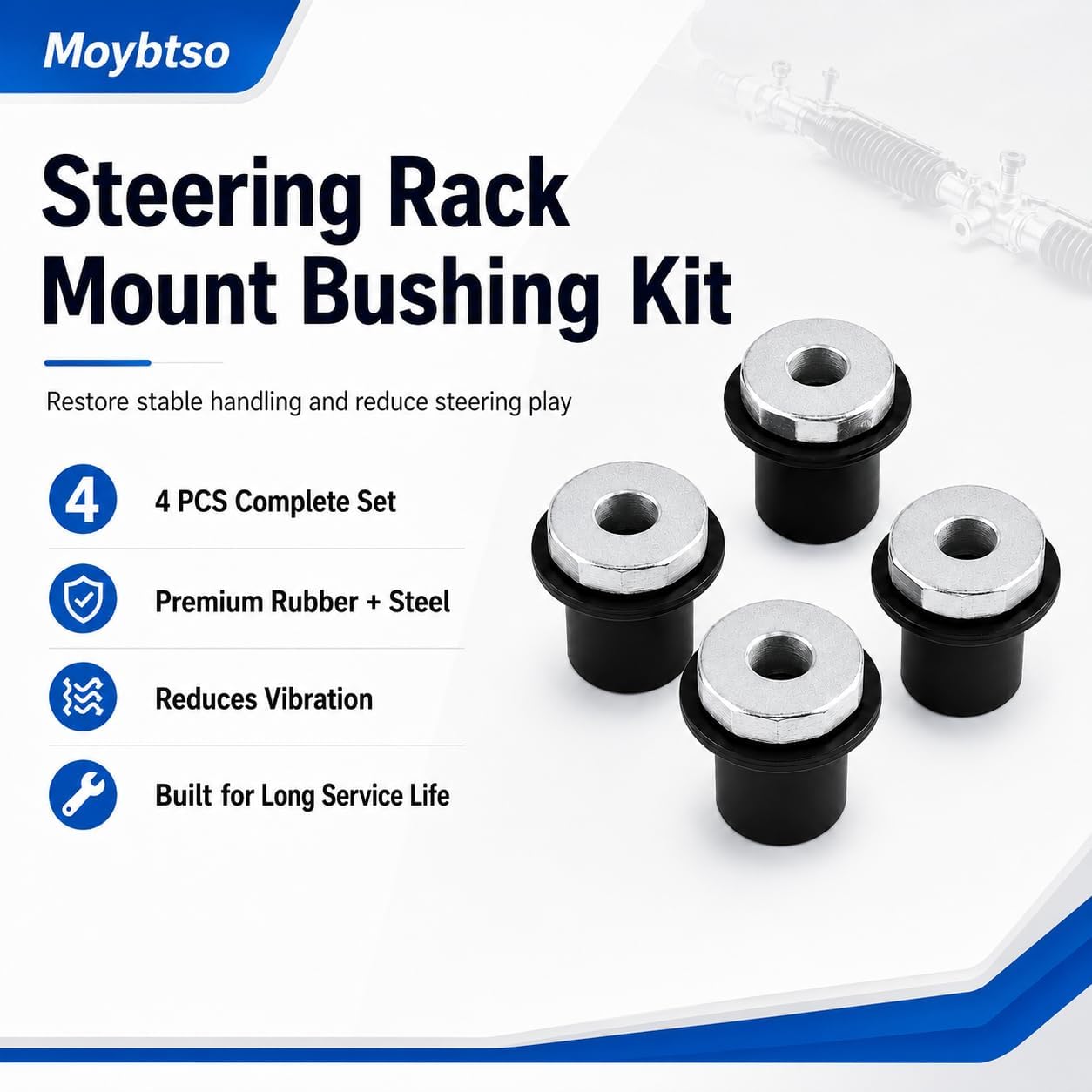 Steering Rack Bushing Kit 52106728AC 52113031AD, Compatible with Dodge Ram 1500 2004-2012, 4PCS Front Rack Mount Bushings