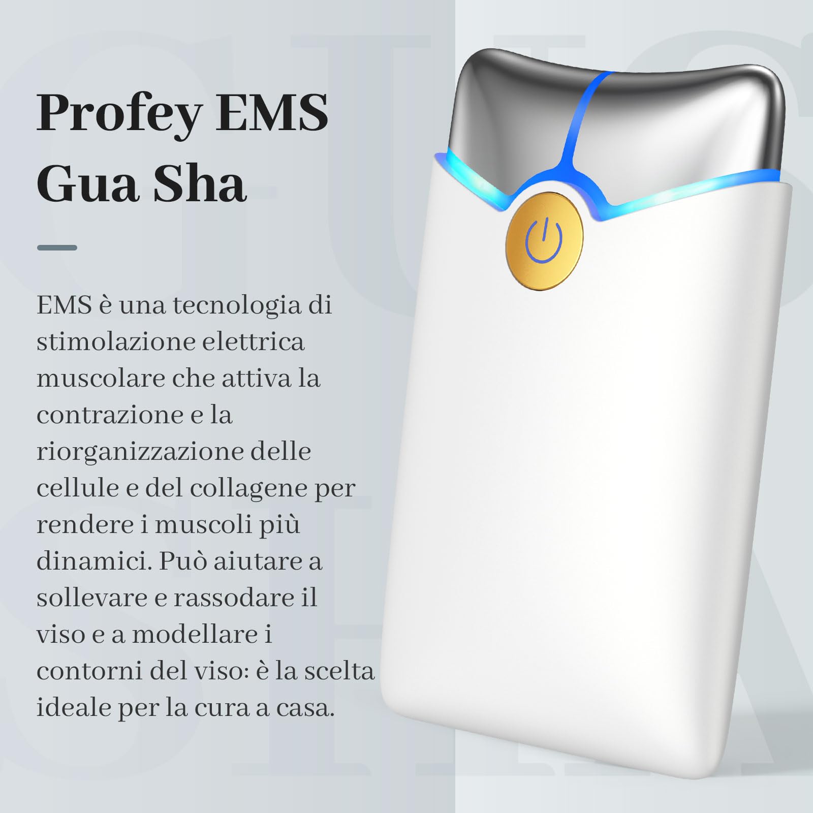 Profey Gua Sha Viso Strumento, Massaggiatore Visocon vibrazione e riscaldamento, 3 Colori di Luce Massaggiatore Viso Lifting, Massaggiatore Viso Antirughe Antietà