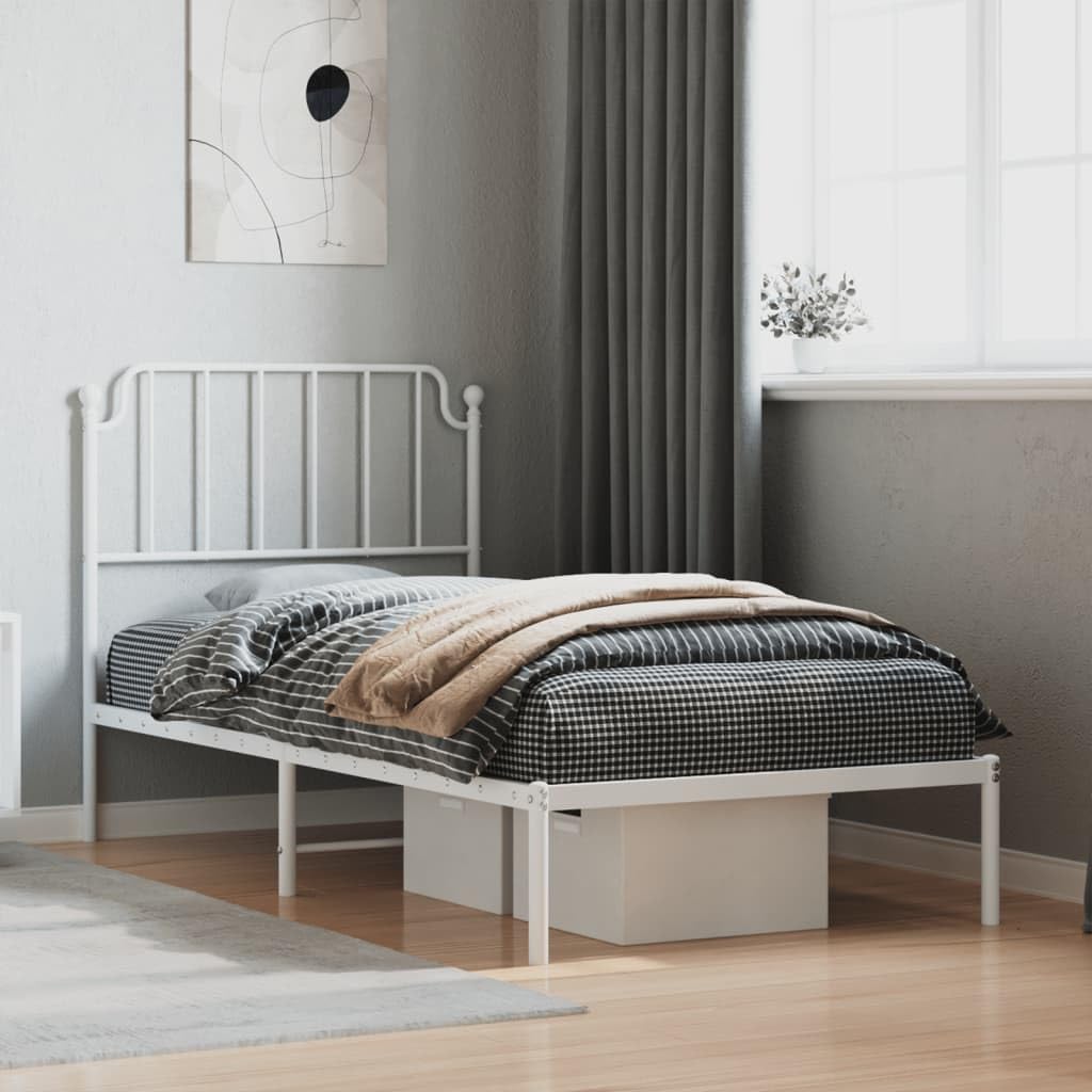 vidaXL - Bed frame met hoofdbord - Wit - Massief grenenhout - 90x190 cm