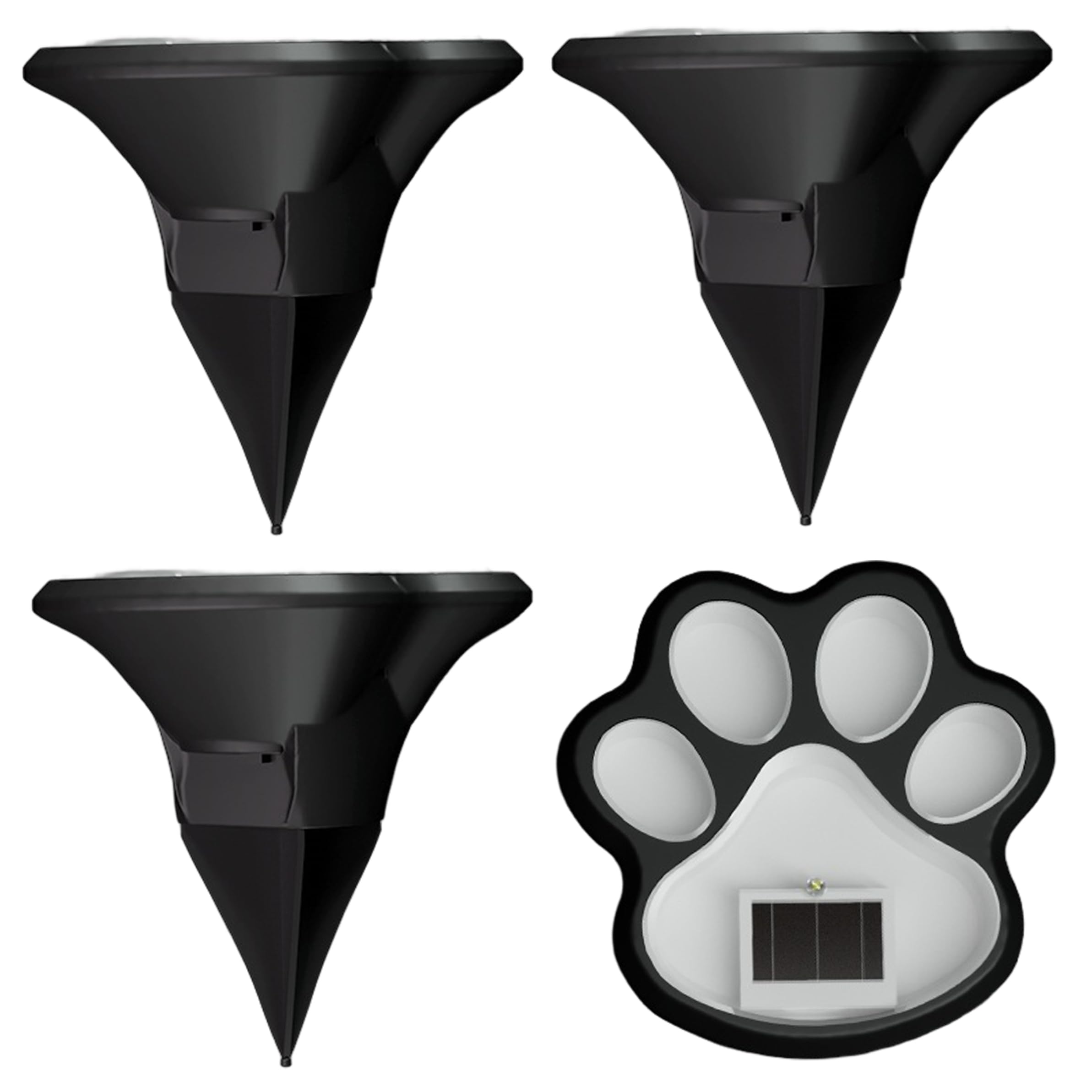 Gemuseeee Paw Print Solar Lights 4PCS, Cute Weatherproof Walkway Garden Pathway Lights with Auto On/Off, Outdoor Lawn Patio Decor