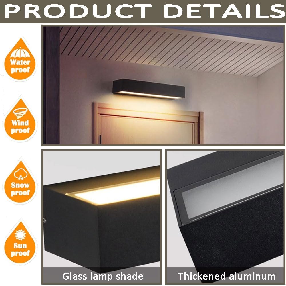 モダンウォールスコンセアウトドアポーチライト防水パティオランプLEDフィクスチャアルミニウム7W/12W/30W 3000K屋内およ