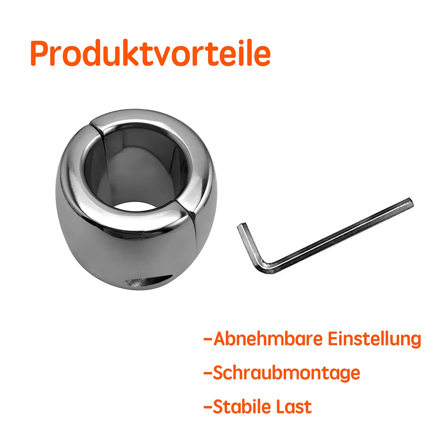 SeLgurFos pesante testicolo anello in acciaio inox palla barella testicolo barella testicolo peso scroto ciondolo pene anello pene anello magnete/chiave (60mm,Schlüssel)