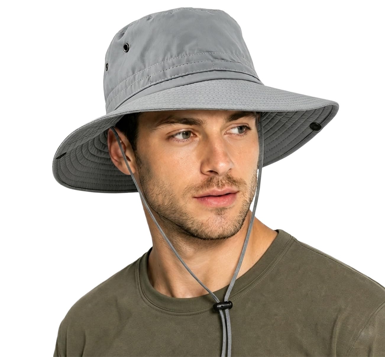Uniprimebbq Unisex Gray Fishing Hat Wide Brim Sun Protection Hat With Breathable Safari Hat And Fisherman Hat Hiking Hats Boonie Hats For Man