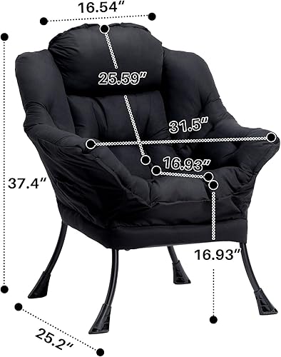 Miniatura 220 de HollyHOME - Silla perezosa grande de tela para sala de estar, silla de lectura, acogedora silla de descanso con reposabrazos, sofá de ocio, color