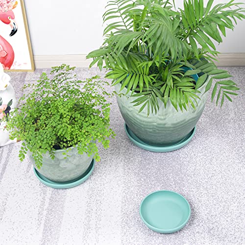 Sungmor Plastic Plant Saucer Drip Trays - Set Of 3 (6.8" & 9.2" & 11.5") Emerald Green Plant Pot Saucers Plate - Round Flowerpot Drip Tray For Indoor & Outdoor Potted Plants #TOP6