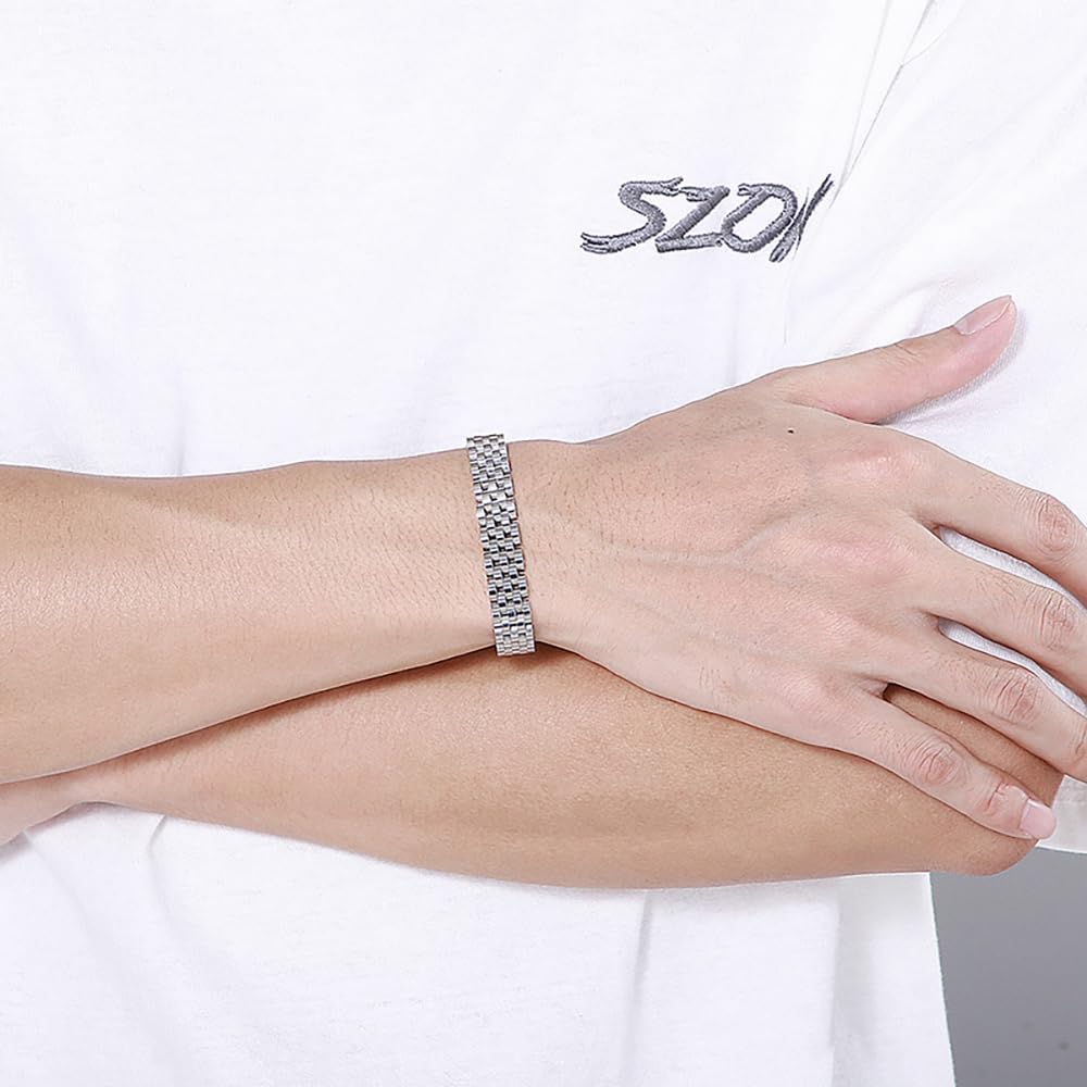 MYNENEY 10mm mens stainless steel bracelet Watch link chain bracelet for men Silver/Gold/Black-7.48/7.68/8.27 Inch Length Classic men Jewelry - Image 2