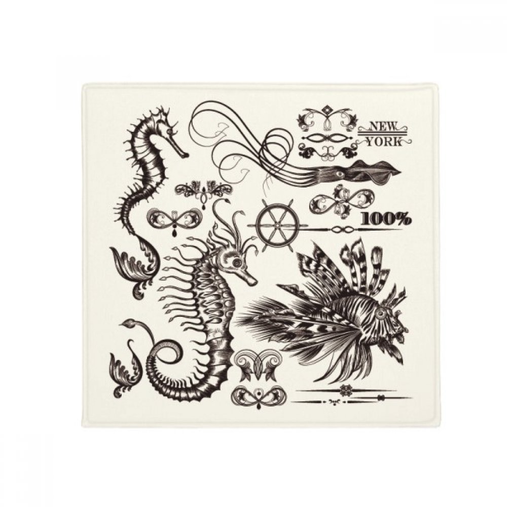 Tapis de sol hippocampe multicouleur 80x80cm pour entrée maison et cuisine