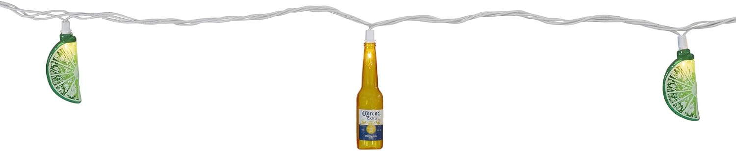 Northlight 10-Count Corona Extra Beer Bottle and Lime Summer Patio Lights - 9ft White Wire