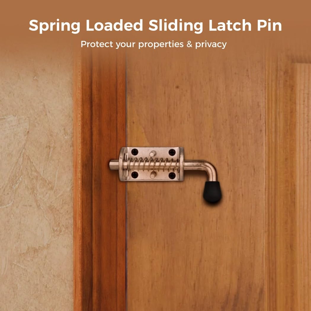 Heavy-Duty Stainless Steel Spring Loaded Latch Pins, 2-Pack Sliding Bolt Locks for Doors, Trailers, Barns, and Garages