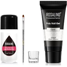 ROSALIND Opal White Poly Extension Gel, 60ml White Poly Nail Gel for Nail Art Decoration, Nail Thickening Extension with Slip Solution Easy to DIY Use at Home Need UV Lamp