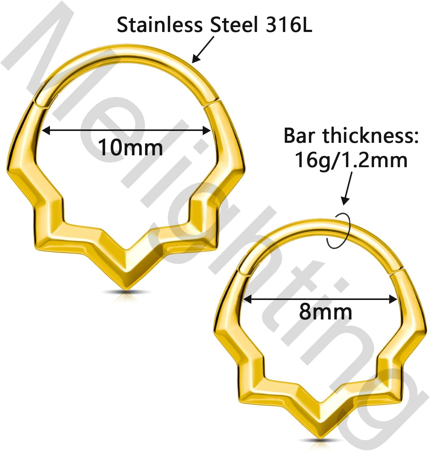 Melighting 16G Septum Ring Stainless Steel 316L Daith Piercing Jewelry 8/10 mm Helix Stud Septum Clicker for Women - Image 3