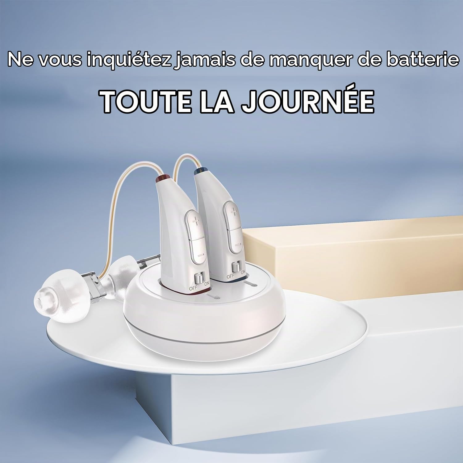 Bouchons d'oreille pour personnes âgées - (Paire) Appareil personnel binaural numérique derrière l'oreille, batterie longue durée, conception BTE confortable toute la journée