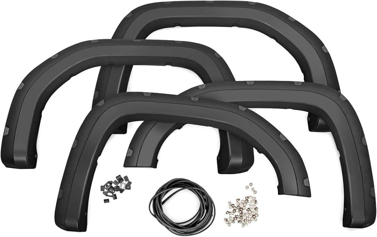 Rough Country Pocket Fender Flares for 2019-2026 GMC Sierra 1500 — Rivet-Style Paintable Matte Black