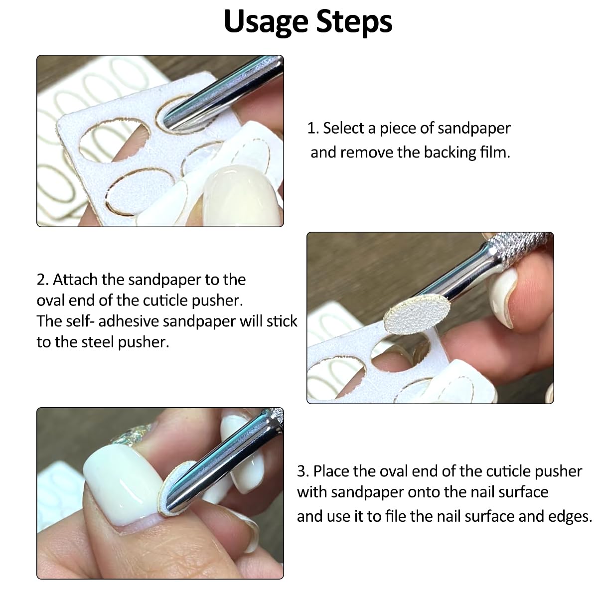 Metal Silver Cuticle Pusher, Dual Ended Cuticle Remover