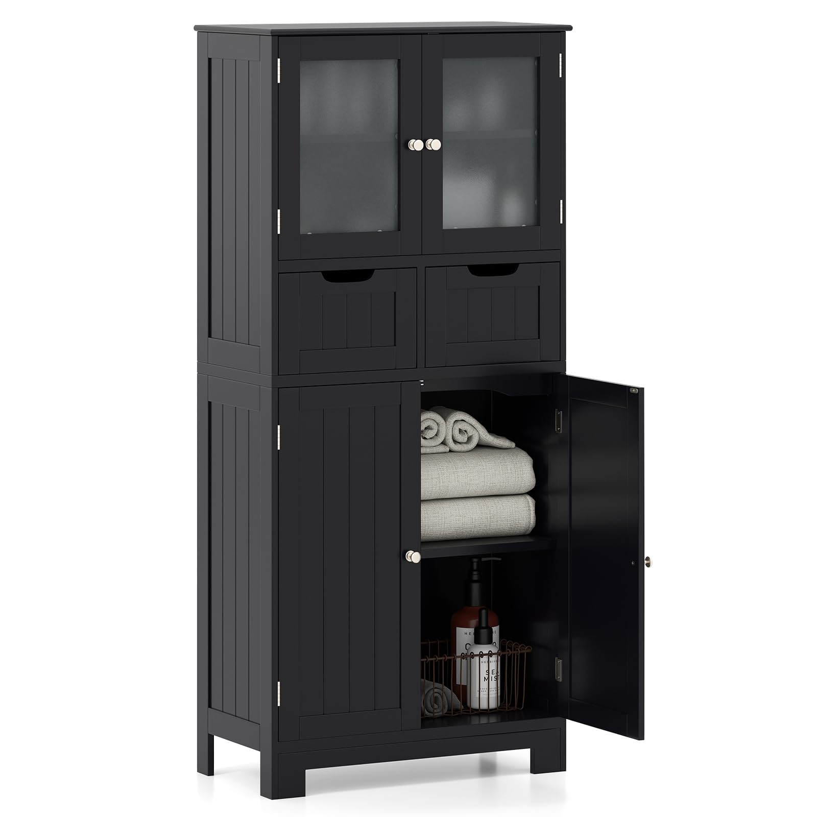 Multigot Bathroom Floor Cabinet (Black)