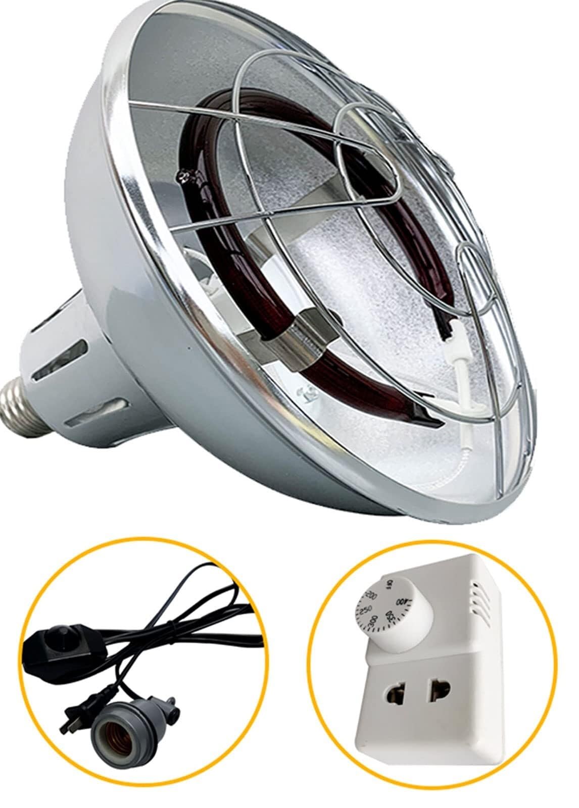 Lámpara de calor para perros y reptiles, lámpara de calor de vivero de 200-400 W para perreras y gallineros, calor alto y bajo ajustable para cría y agricultura