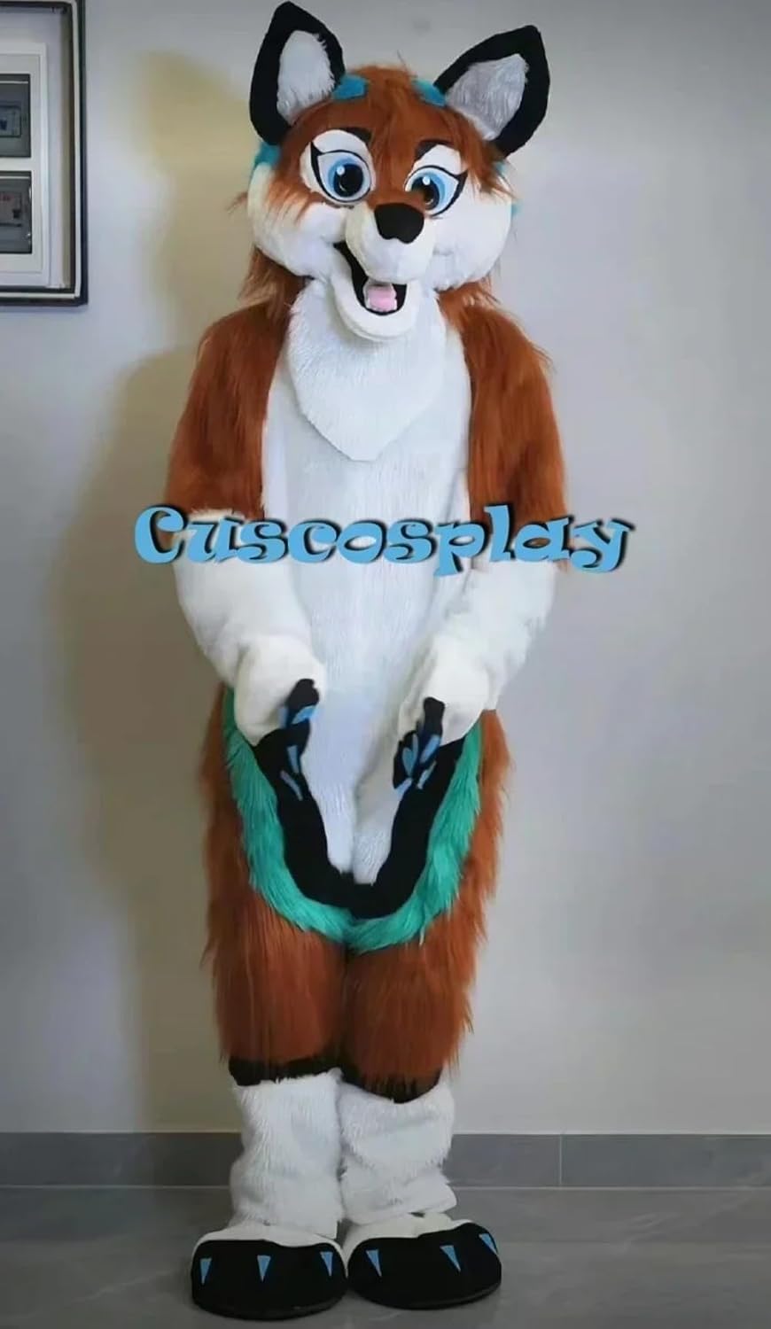 Halloween Long Fur Husky Dog Fox Fursuit Furry Mascot Costume Suit