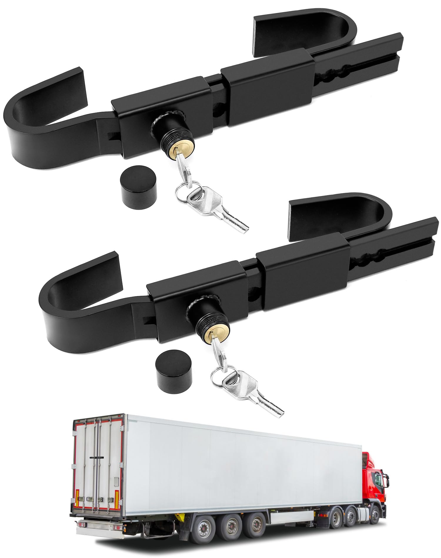 QWORK Cerradura de contenedor de envío, paquete de 2 cerraduras de puerta ajustables de 9.8 a 17.3 pulgadas, cerradura de puerta de carga de acero resistente, cerradura de puerta de almacén, cerradura