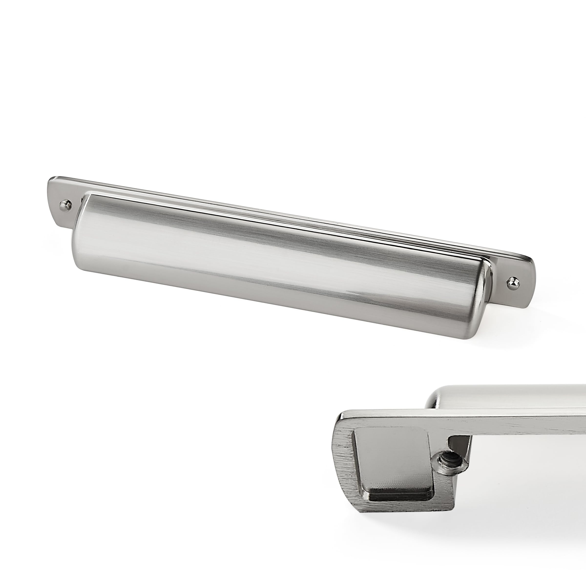 CABDM Cup Pulls 2 Pack 5"(128mm) Center to Center Drawer Pulls Brushed Nickel Cabinet Cup Pulls Kitchen Hardware Satin Nickel Cabinet Knobs Bin Cup Drawer Handles.