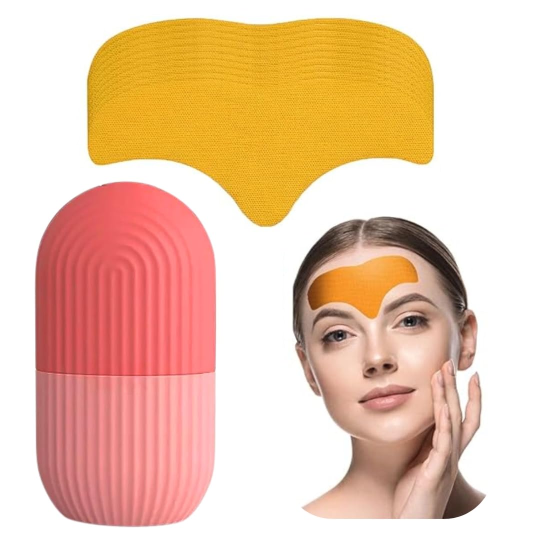 Anti-Wrinkle Skincare Combo Kit – Ice Face Roller & Forehead Wrinkle Patches | Skin Tightening | Puffiness & Fine Line Removal | Face & Eye Massager for All Skin Types | Hydrolysed Collagen Face Treatment Multipurpose Lightweight Effective Anti-Aging Forehead Mask for Men & Women-image-15