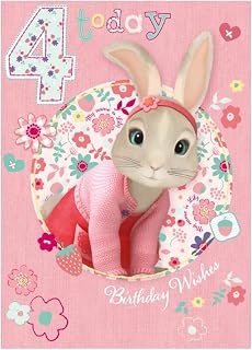 Danilo Promotions LTD Peter Rabbit Age 4 Birthday Card, 7 X 5