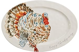 Watercolor Turkey Platter, White, 14" x 20.5"