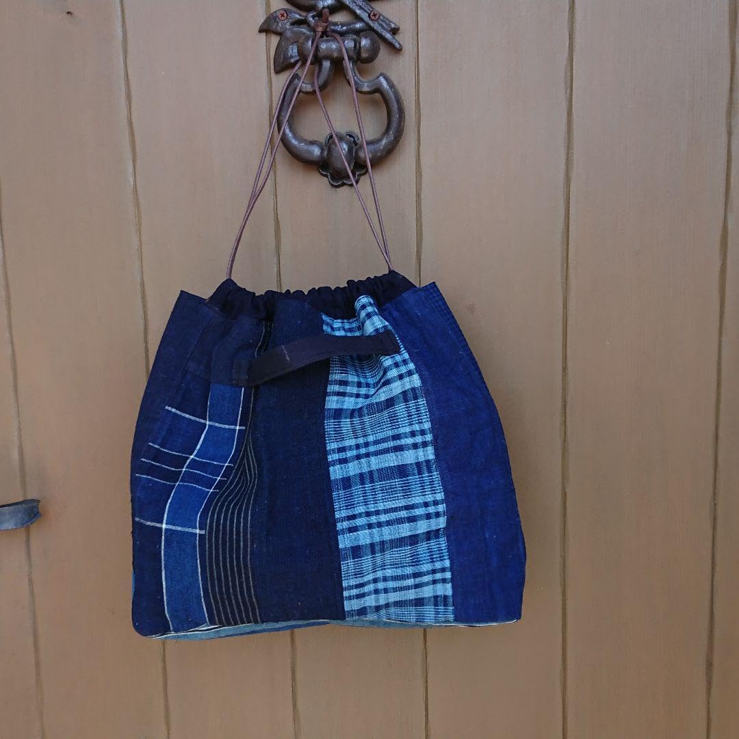 Amazon.co.jp: くるみ籠 籠バック 古布リメイク 巾着付き くるみ籠  