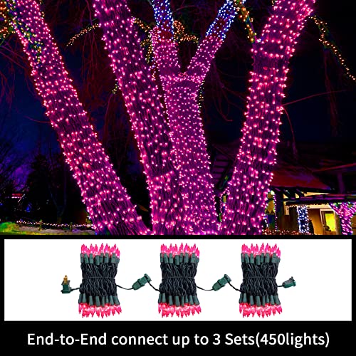Lamphome Super-Bright Extendable Pink Christmas Lights Decoration 150Lights 31.9Ft Ul Certified Mini Bulb String Lights Set For Outdoor Christmas Tree Garden Holiday Party Patio Wedding Garland Decor #TOP5
