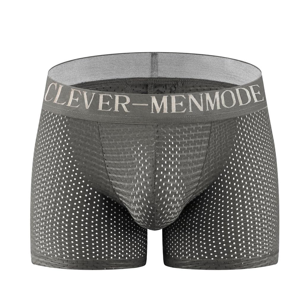 Men's Long Mesh Shorts Padded Sponge Flat Hip Support Breathable Innerwear Grey-image-29