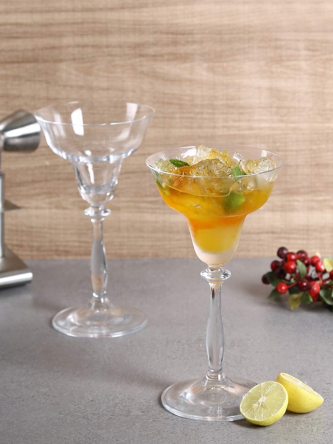 Bohemia Crystal Angela Cocktail/Martini/Margarita Glass Set | 200 ml โ Set of 2 | Imported Lead-Free Crystal Glassware from Czech Republic | Premium Barware for Cocktails, Juice & Beverages