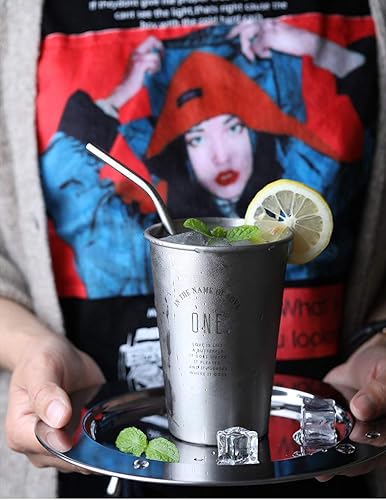 Miniatura 4 de Pajitas de metal reutilizables, paquete de 50 pajitas de acero inoxidable de 8.5 pulgadas a granel de 8.465 x 0.236 in, rectas, curvadas, para vasos